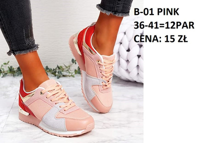 Buty sportowe damskie B-01.PINK (36/41,12par)