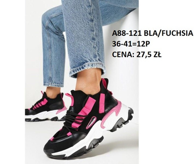 Buty sportowe damskie A88-121.BLACK/FUSHIA (36/41,12par)