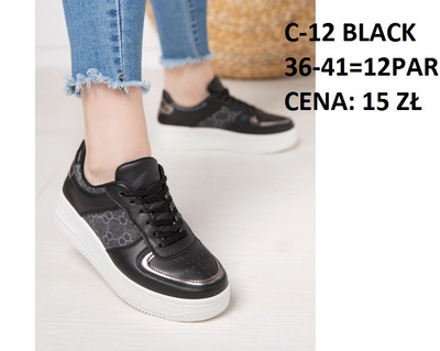 Buty sportowe damskie C-12.BLACK  (36/41,12par)