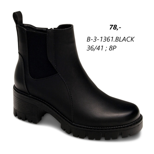 Botki damskie B-3-1361.BLACK (36/41,8par)