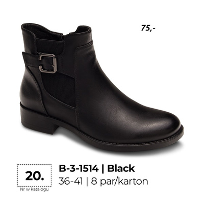 Botki damskie 7AB-3-1514.BLACK (36/41,8par)