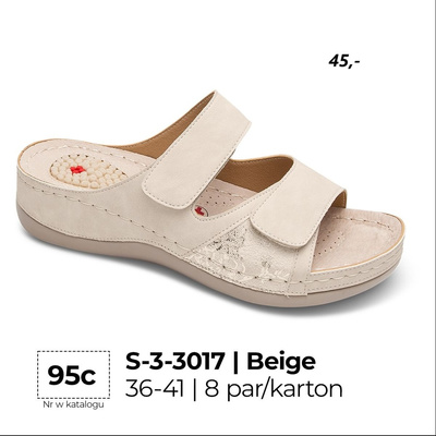 Klapki damskie 3-3017.BEIGE (36/41,8par)