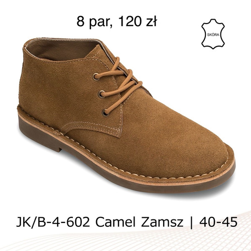 Półbuty męskie 9AB-4-602.CAMEL ZAMSZ (40/45,8par)