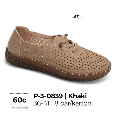 Półbuty damskie 3-0839.KHAKI (36/41,8par)