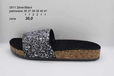 Klapki damskie 7A0511.SILVER/BLACK (36/41,12par)