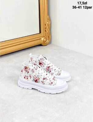 Trampki damskie  7AG-19.WHITE FLOWER  (36/41,12par)