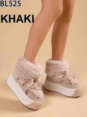 Botki damskie ocieplane 7ABL525.KHAKI (36/41,12par)