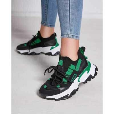 Buty sportowe damskie A88-121.BLACK/GREEN (36/41,12par)