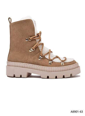 Botki damskie ocieplane 8901-63.KHAKI (36/41,12par)