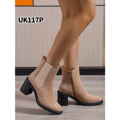 Botki damskie  7AUK117.KHAKI Ocieplane (36/41,12par)