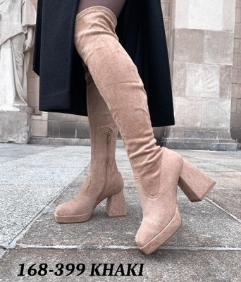 Kozaki damskie nieocieplane 169-399.KHAKI (36/41,12par)