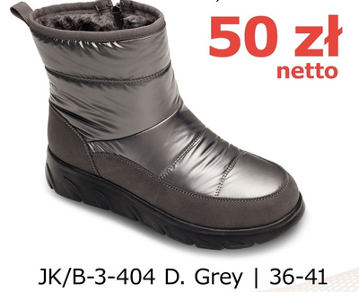 Botki damskie ocieplane B-3-404.DGREY (36/41,12par)