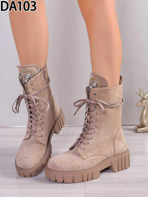 Botki damskie ocieplane DA103.KHAKI (36/41,12par)