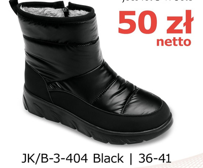 Botki damskie ocieplane B-3-404.BLACK (36/41,12par)