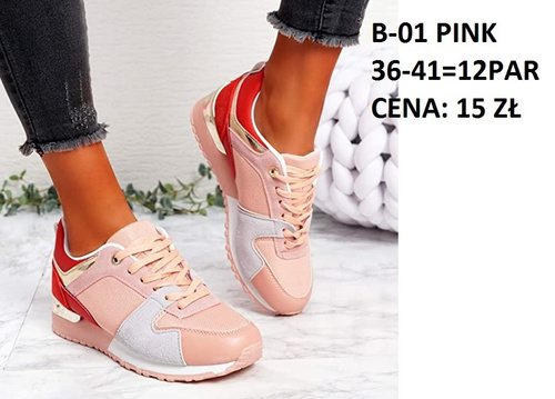 Buty sportowe damskie B-01.PINK (36/41,12par)