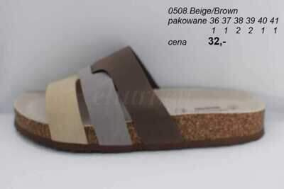 Klapki damskie 7A0508.BEIGE/BROWN (36/41,8par)