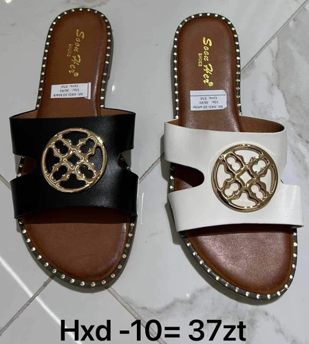 Klapki damskie 7AHXD-10.BLACK, WHITE (36/41,12par)