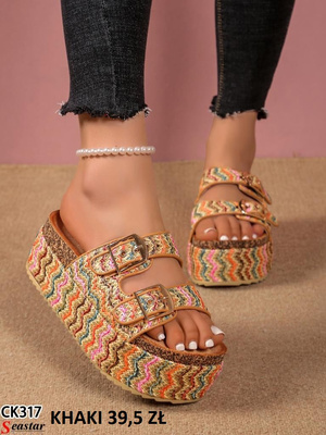 Klapki damskie CK317.KHAKI (36/41,12par)