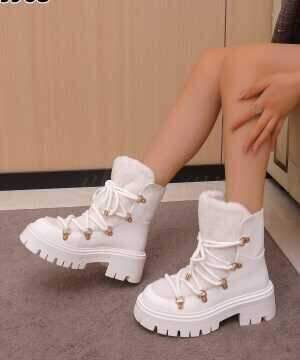 Botki damskie ocieplane JJ63.WHITE (36/41,12par)