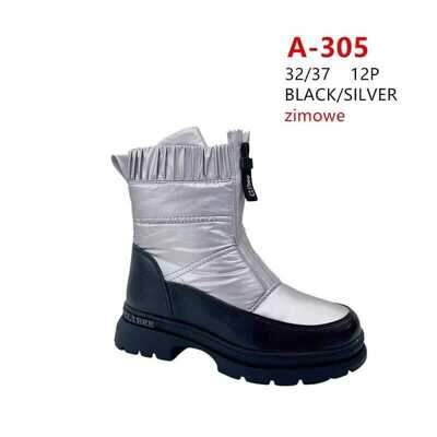 Botki dziewczęce 5AA-305.SREBRNY (32/37,12par)