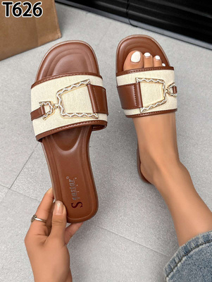 Klapki damskie T626.CAMEL (36/41,12par)