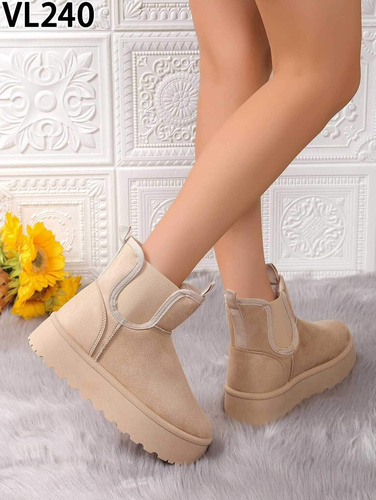 Botki damskie ocieplane VL240.BEIGE (36/41,12par)