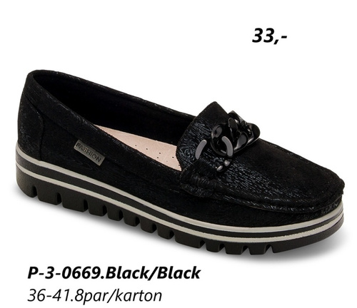 Półbuty damskie 3-0669.BLACK/BLACK (36/41,8par)
