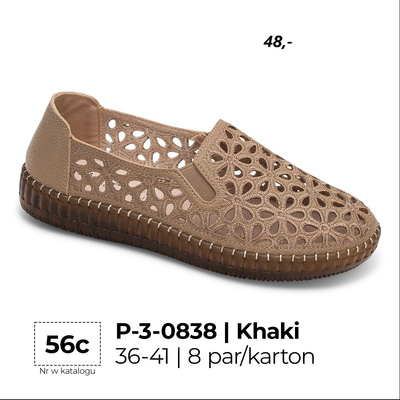 Balerinki damskie 3-0838.KHAKI (36/41,8par)