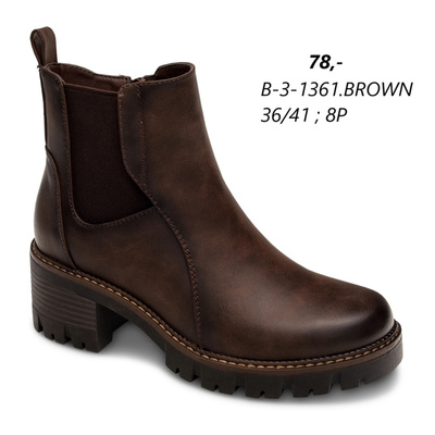 Botki damskie B-3-1361.BROWN(36/41,8par)