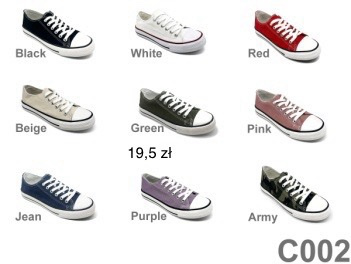 Trampki damskie C002.KOLORDOWYBORU (36/41,12par)