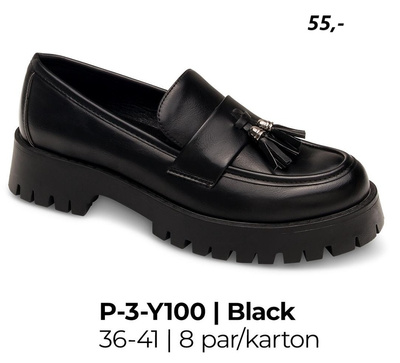 Półbuty damskie 3-Y100.BLACK (36/41,8par)