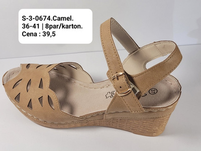 Sandały damskie 3-0674.CAMEL (36/41,8par)