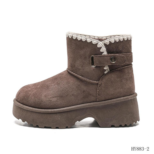 Botki damskie HY883-2.BROWN ocieplane (36/41,12par)