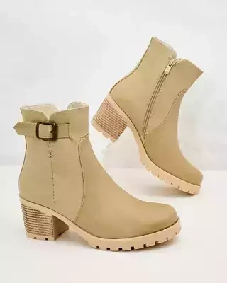 Botki damskie ocieplane A2069.BEIGE (36/41,12par)