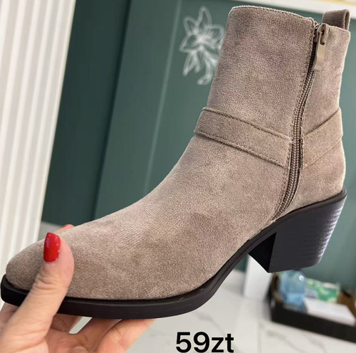 Botki damskie ocieplane 68347.KHAKI (36/41,12par)