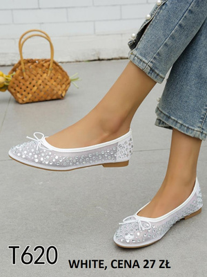 Balerinki damskie T620.WHITE (36/41,12par)
