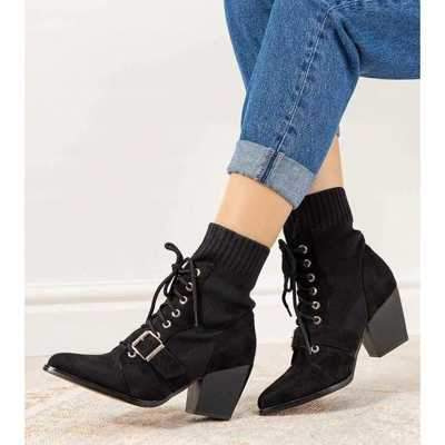 Botki damskie 7ABM319.BLACK Ocieplane (36/41,12par)