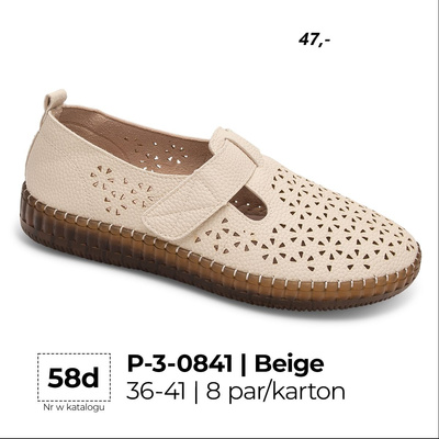 Balerinki damskie  3-0841.BEIGE (36/41,8par)