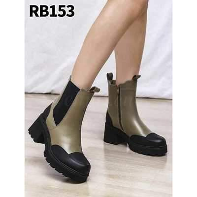 Botki damskie 7ARB153.OLIVE/BLACK Ocieplane (36/41,12par)