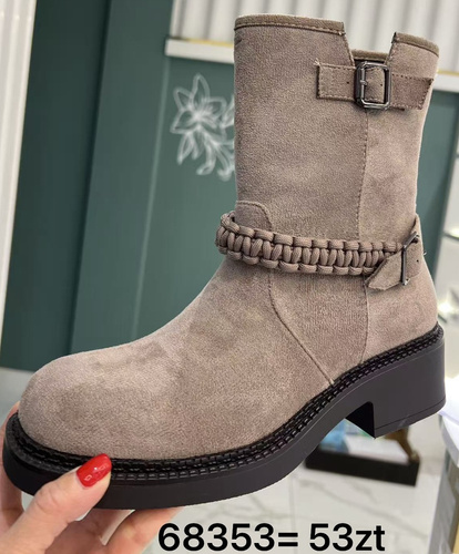 Botki damskie ocieplane 68353.KHAKI (36/41,12par)