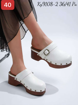 Klapki damskie 9108-2.WHITEPU (36/41,12par)