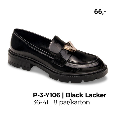 Półbuty damskie 3-Y106.BLACK/LACKER (36/41,8par)