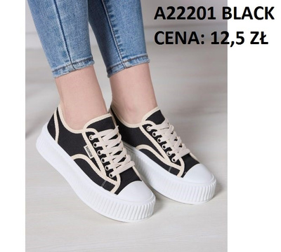 Trampki damskie A22201.BLACK (36/41,12par)