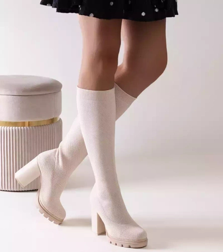 Kozaki damskie nieocieplane 168-381.BEIGE (36/41,12par)