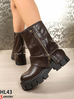 Botki damskie ocieplane 7AHL42.BROWN  (36/41,12par)