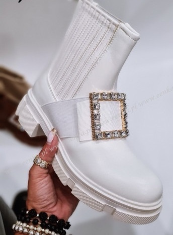 Botki damskie ocieplane D7881.WHITE (36/41,12par)