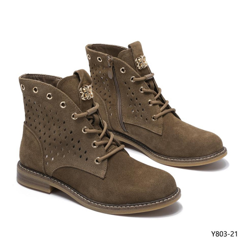 Botki damskie 7AY803-21.KHAKI  (36/41,8par)