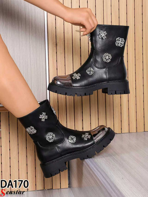 Botki damskie ocieplane DA170.BLACK (36/41,12par)