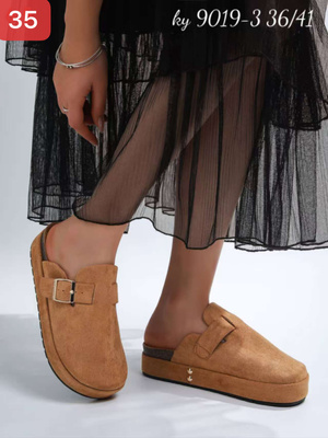 Klapki damskie 9109-3.KHAKI (36/41,12par)
