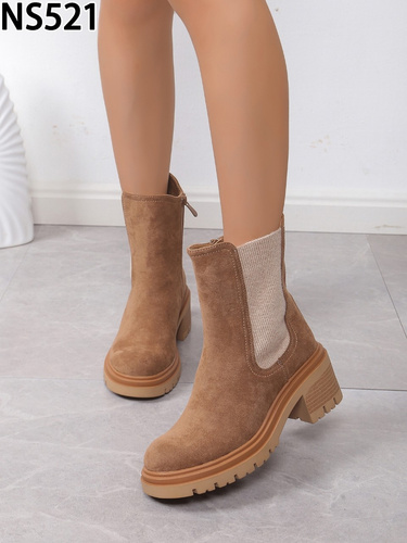 Botki damskie NS521.KHAKI Ocieplany (36/41,12par)